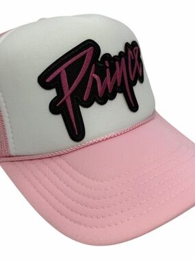 NEW PRINCE ROCK AND ROLL PINK WHITE LOGO MESH TRUCKER HAT CAP TRENDY VINTAGE